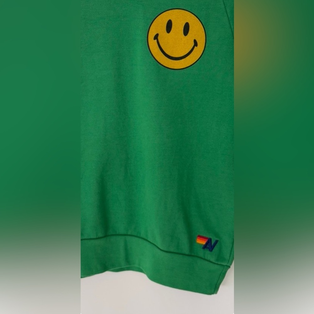 Aviator Nation Green Smiley Face Sweater
